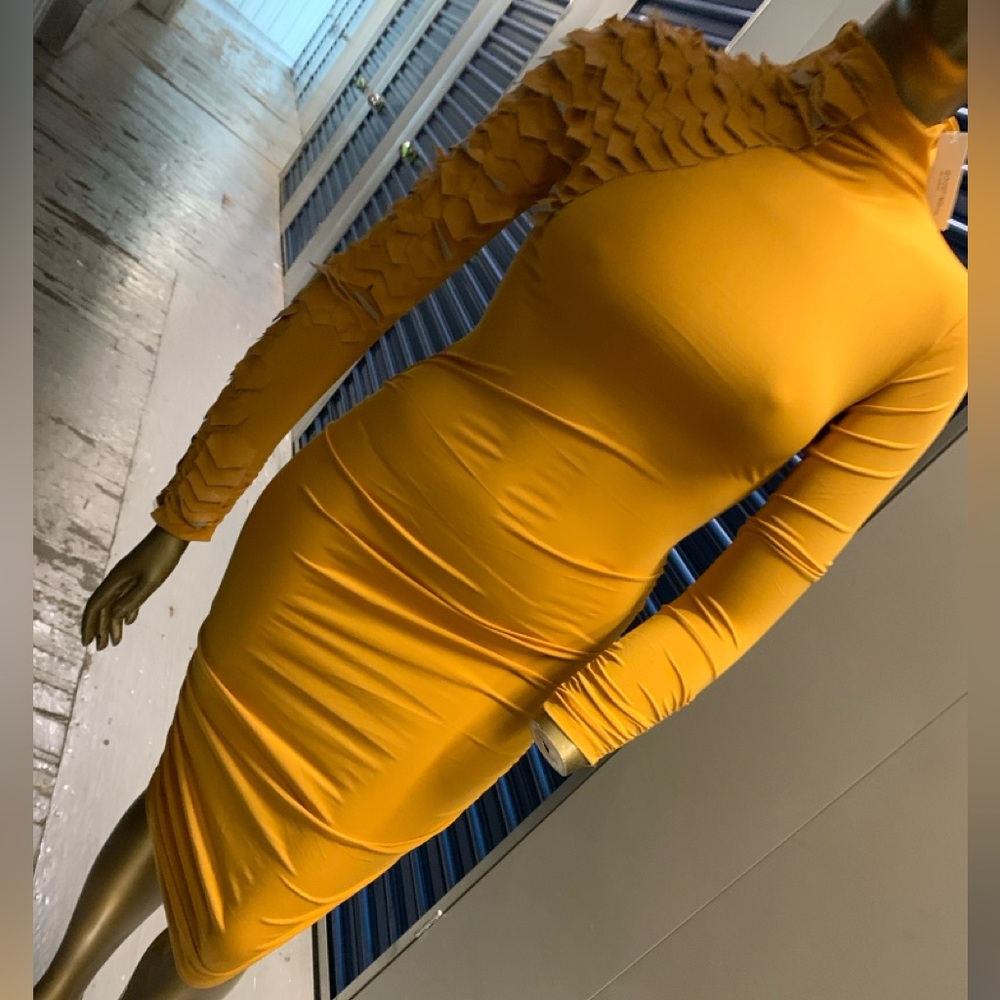Mustard Body Con Dress